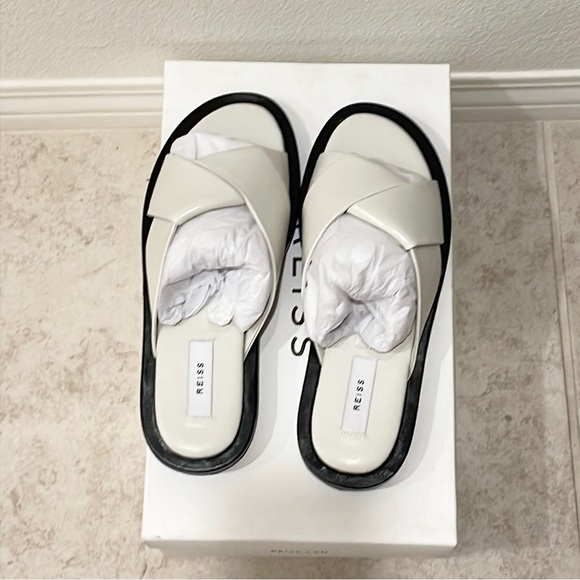 REISS amhurst off white leather chunky slides sandals 38 7.5 - Picture 6 of 9